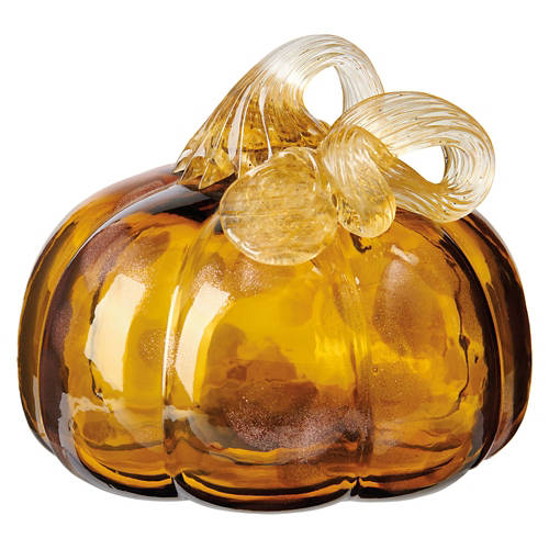 KIRKTON HOUSE Handcrafted Glass Pumpkin, Amber Taupe